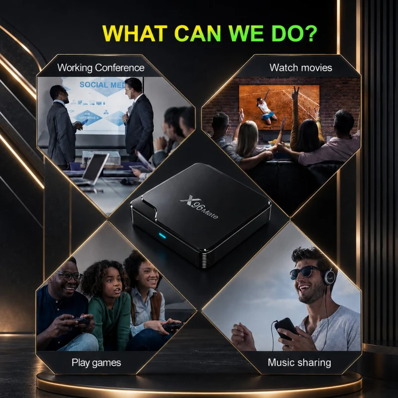 X96 Mate Allwinner H618 Android 14 2GB/16GB EMCP BT Voice RCU mit unterschiedlicher Benutzeroberfläche Wifi 6 TV-Box 4K Digital Signage Player