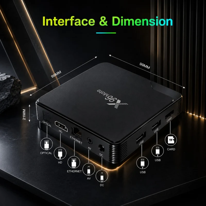 X96 Mate Allwinner H618 Android 14 2GB/16GB EMCP BT Voice RCU mit unterschiedlicher Benutzeroberfläche Wifi 6 TV-Box 4K Digital Signage Player