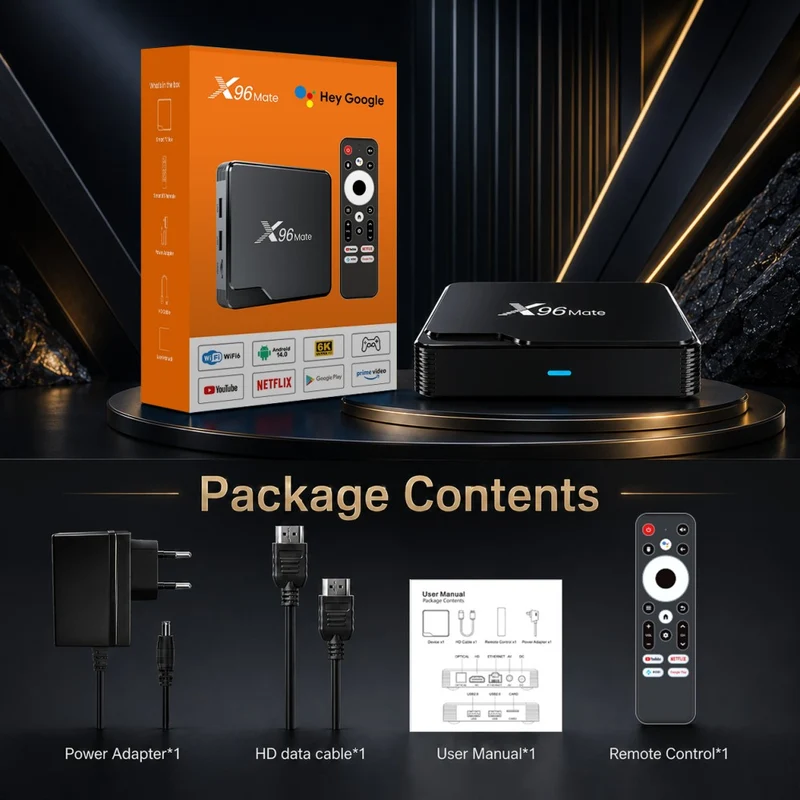X96 Mate Allwinner H618 Android 14 2GB/16GB EMCP BT Voice RCU mit unterschiedlicher Benutzeroberfläche Wifi 6 TV-Box 4K Digital Signage Player