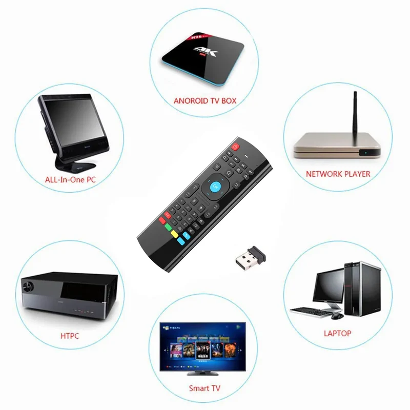 OEM-anpassbare 2.4-GHz-Funkfernbedienung mit bis zu 10 Metern Reichweite: MX3 Fly Air Mouse