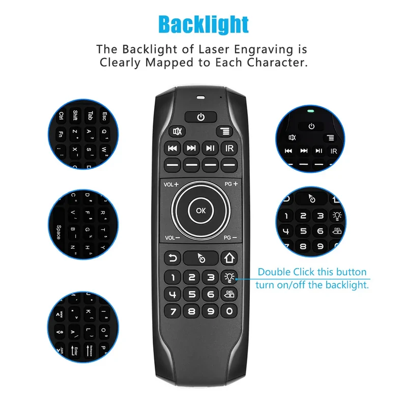 G7 Win 10 AIR MOUSE mit Hintergrundbeleuchtung, Bewegungssteuerung, Mini-Tastatur, Display ausschalten