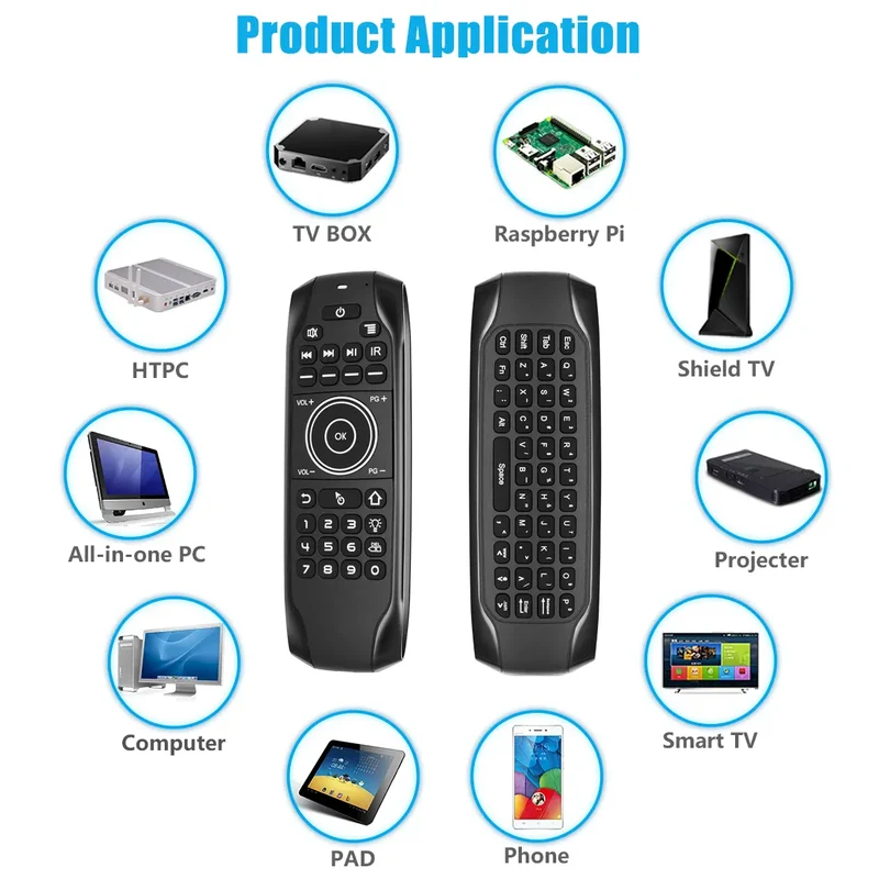 G7 Win 10 AIR MOUSE mit Hintergrundbeleuchtung, Bewegungssteuerung, Mini-Tastatur, Display ausschalten