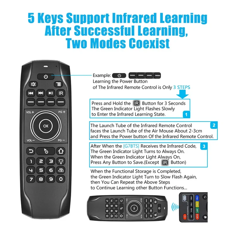 G7 Win 10 AIR MOUSE mit Hintergrundbeleuchtung, Bewegungssteuerung, Mini-Tastatur, Display ausschalten