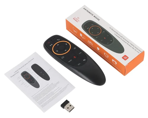 G10 2.4-GHz-Funkfernbedienung mit Bewegungssensor, Google Assistant, Infrarot-Lernfunktion und intelligenter Sprachsteuerung für Fernseher