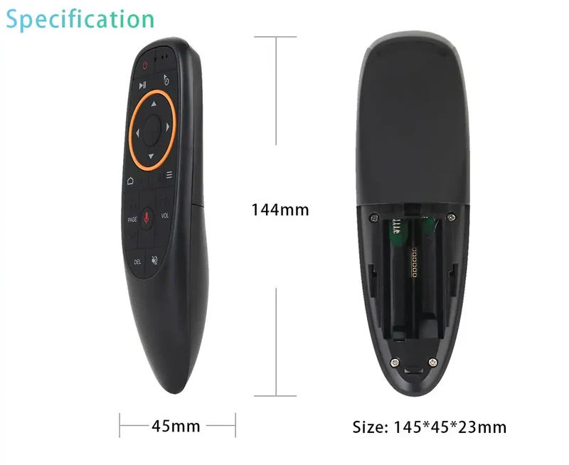 G10 2.4-GHz-Funkfernbedienung mit Bewegungssensor, Google Assistant, Infrarot-Lernfunktion und intelligenter Sprachsteuerung für Fernseher