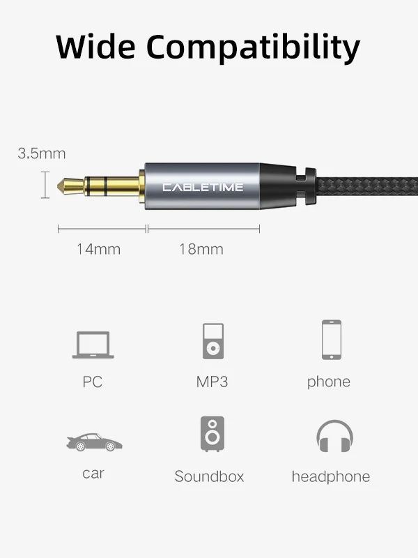 3.5 MM Male To Male Stereo Audio Aux Cable