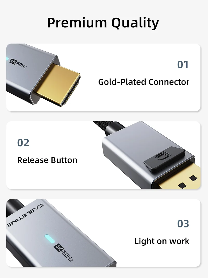 6ft DisplayPort To HDMI Male To Male Cable 4K 60Hz