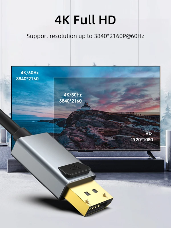 DisplayPort to HDMI Adapter Converter 4K 60Hz