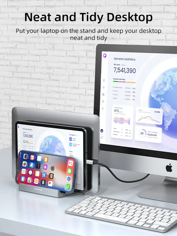 Aluminum Dual Vertical Stand Holder For Laptop