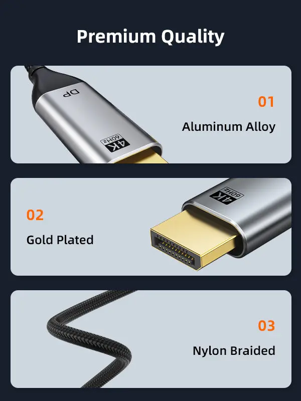 USB C to DisplayPort 1.2 Cable 4K 60Hz