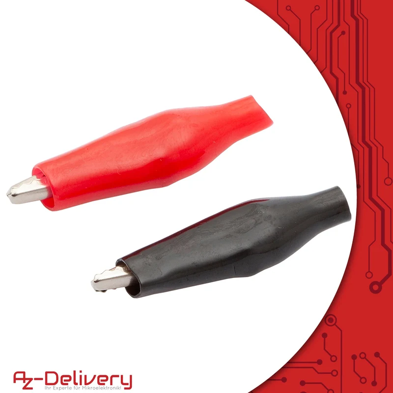 Krokodilklemmen 28mm Elektroklemme mit Schutzisolierung in Rot und Schwarz