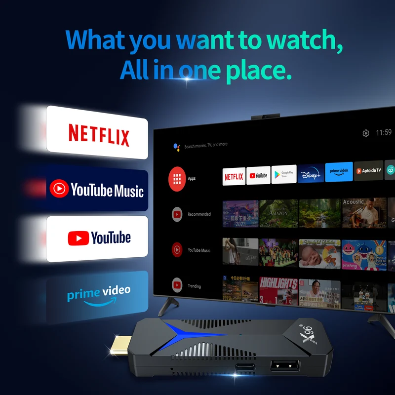 X96 S600 Allwinner H618 TV-Stick Quad-Core Android 12 Android 14 4K Streaming TV-Stick