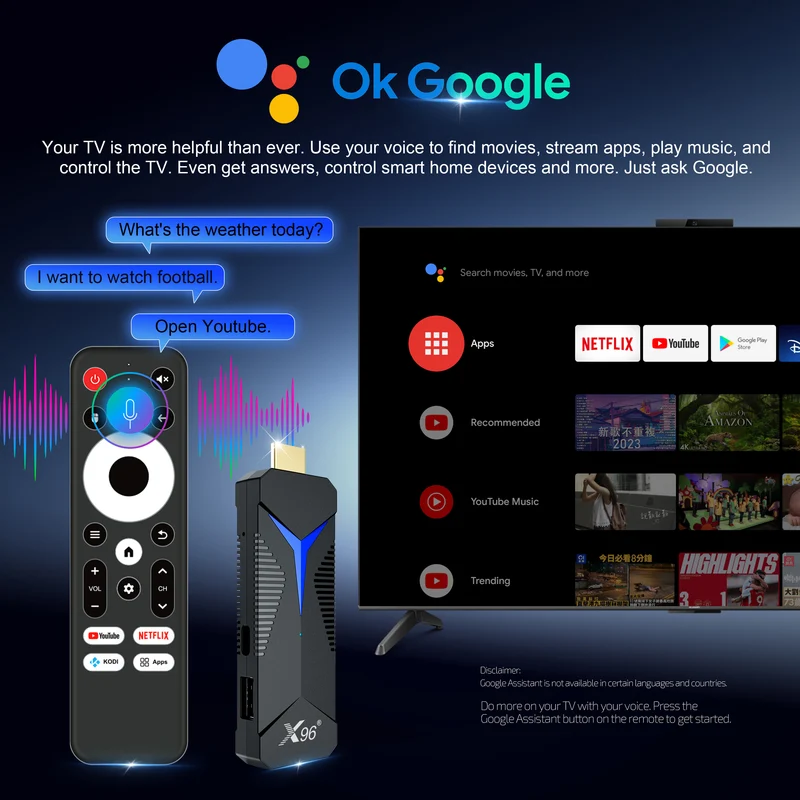 X96 S600 Allwinner H618 TV-Stick Quad-Core Android 12 Android 14 4K Streaming TV-Stick