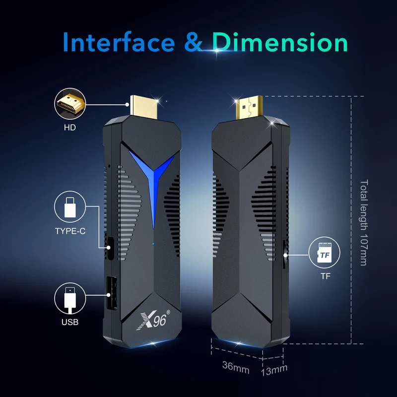X96 S600 Allwinner H618 TV-Stick Quad-Core Android 12 Android 14 4K Streaming TV-Stick