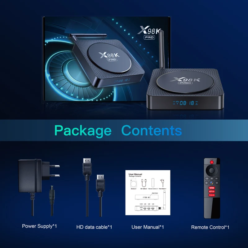 Rockchip RK3566 Quad Core Android TV Box X98K Pro 8K Set-Top-Box Hersteller