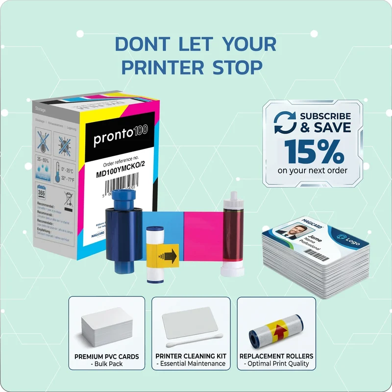 Magicard Pronto100 MD100YMCKO/2 Color Ribbon - YMCKO - 100 Prints