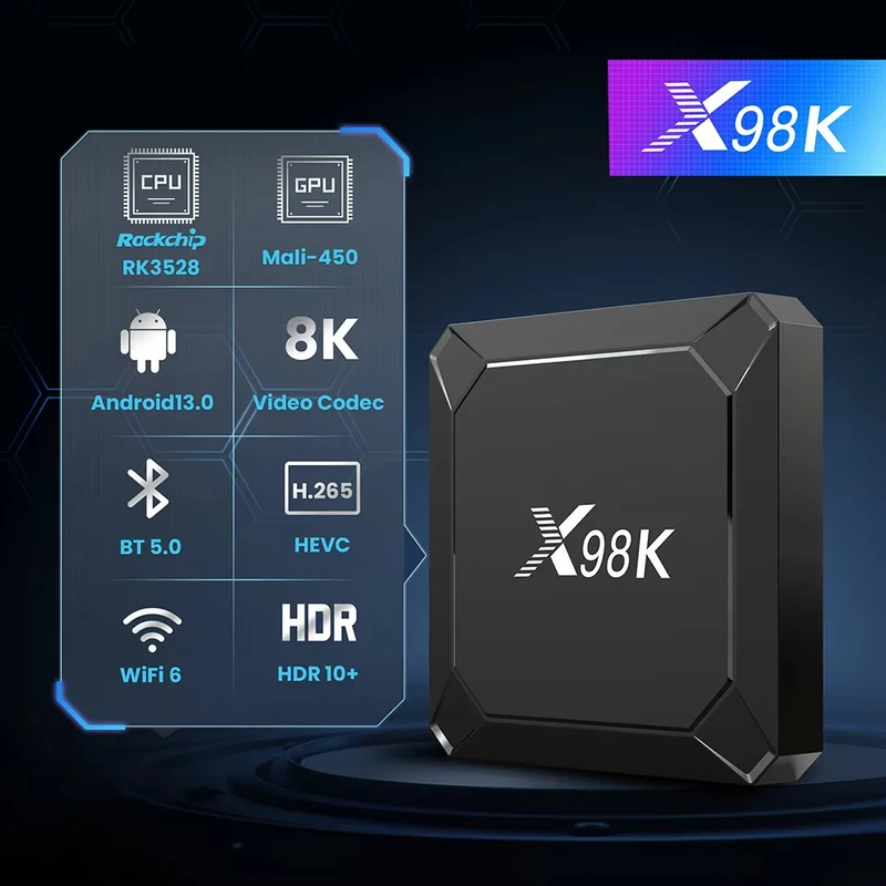X98K Android 13 Rockchip RK3528 Quad Core TV-Box