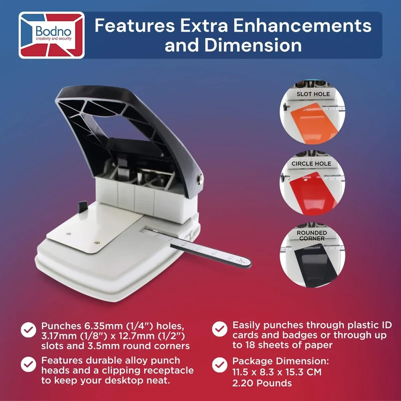 3-in-1 ID Badge Slot Punch for ID Cards (Works with All PVC Cards and ID Card Printers)