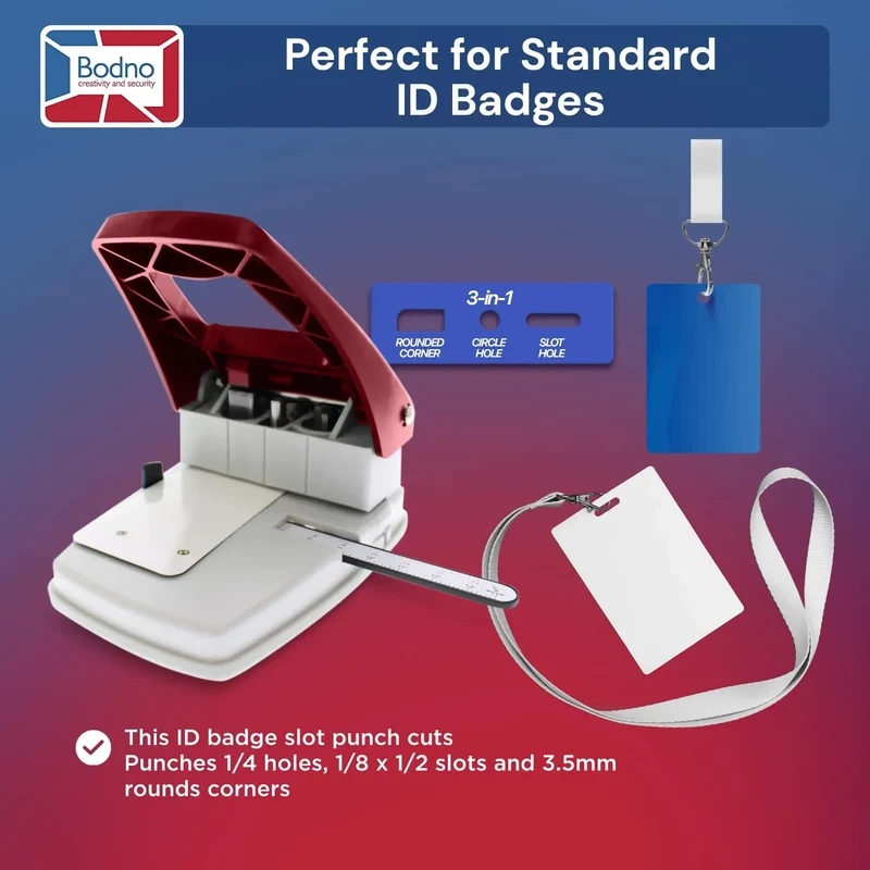 3-in-1 ID Badge Slot Punch for ID Cards (Works with All PVC Cards and ID Card Printers)