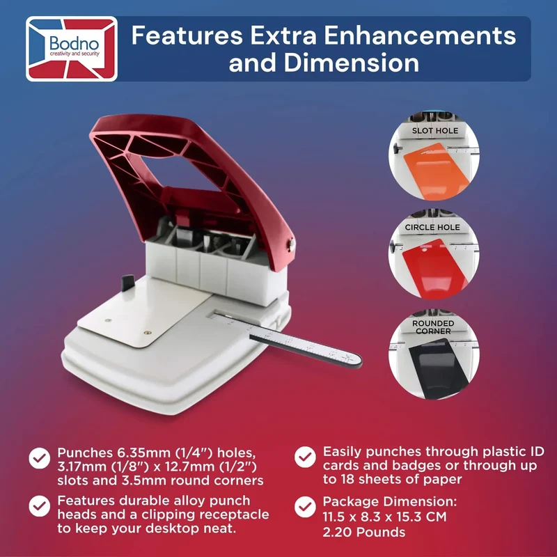 3-in-1 ID Badge Slot Punch for ID Cards (Works with All PVC Cards and ID Card Printers)