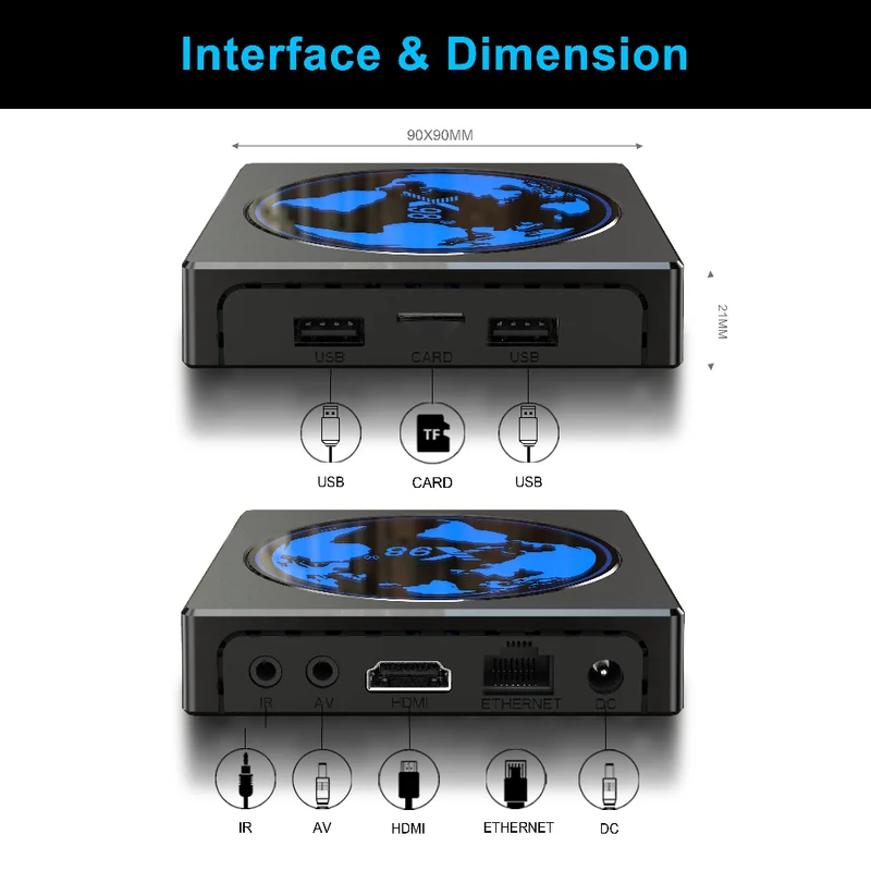 X98 Mini Amlogic S905W2 Android-TV-Box Quad-Core-Android Digital Signage Player