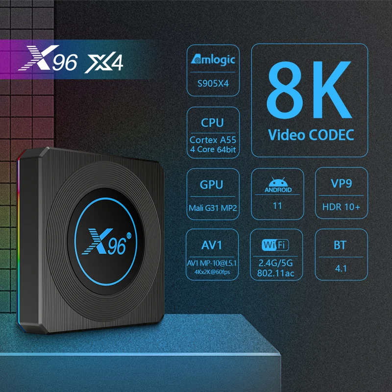 X96 X4 Amlogic S905X4 Quad-Core-TV-Box Digital Signage Player
