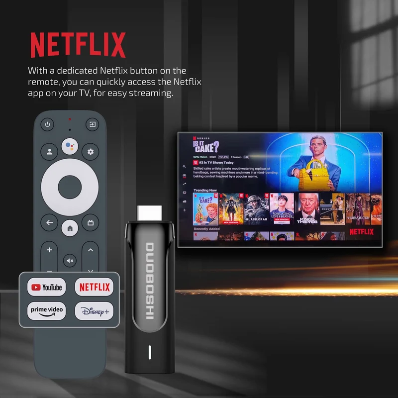 4K Google TV Stick Netflix & Google-zertifizierter TV-Dongle Amlogic S905Y4 TV-Stick