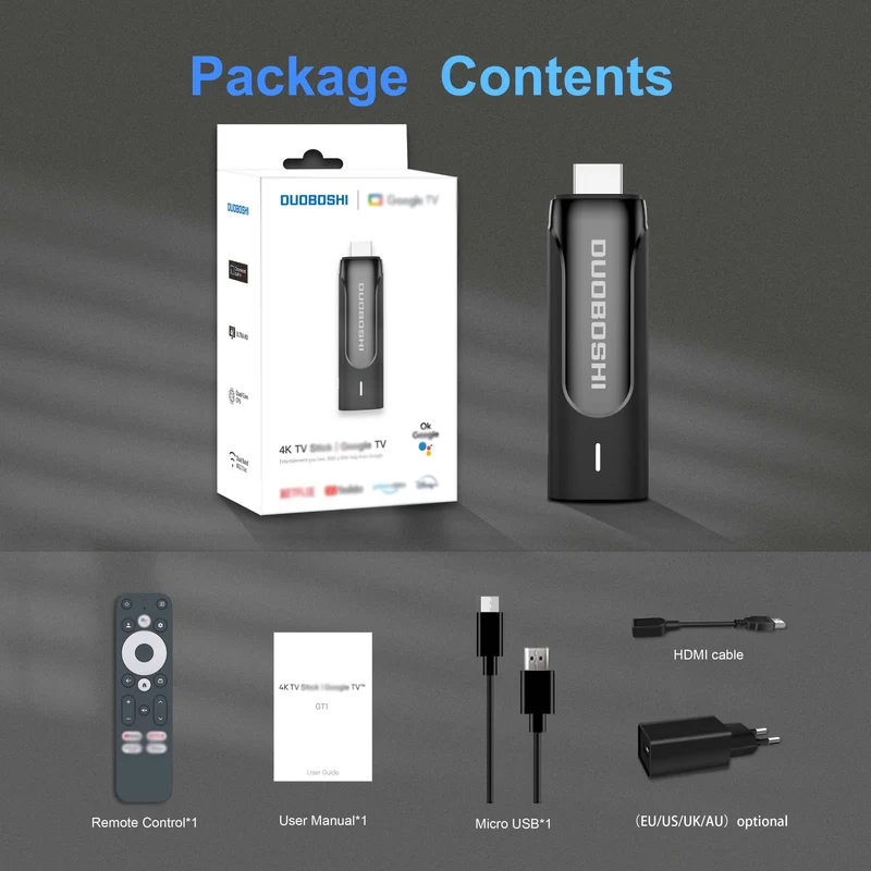4K Google TV Stick Netflix & Google-zertifizierter TV-Dongle Amlogic S905Y4 TV-Stick