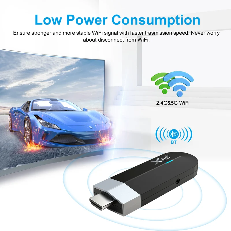 X98 S500 4K Android 11 TV-Stick Amlogic S905Y4 Quad-Core-TV-Dongle