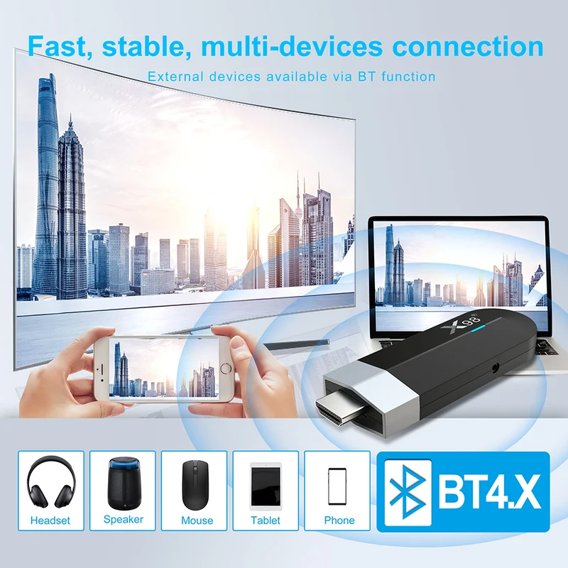 X98 S500 4K Android 11 TV-Stick Amlogic S905Y4 Quad-Core-TV-Dongle
