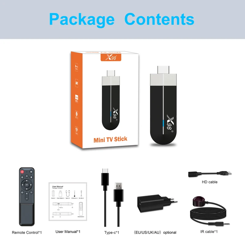 X98 S500 4K Android 11 TV-Stick Amlogic S905Y4 Quad-Core-TV-Dongle