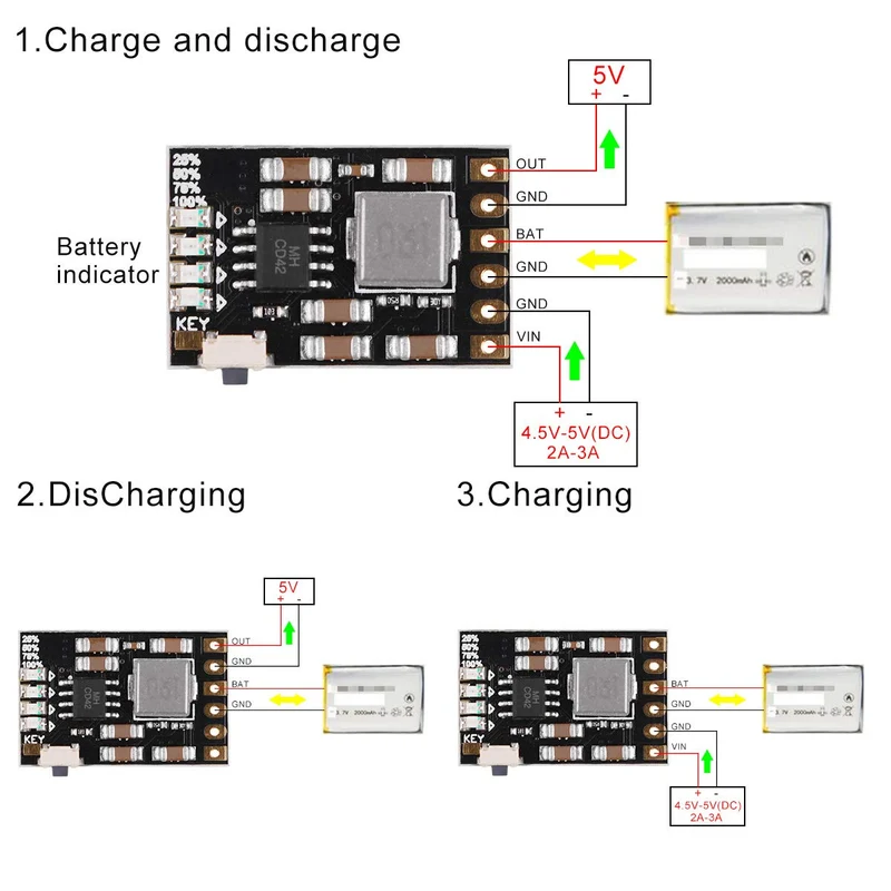 Akku-Ladeplatine integriertes Modul DIY PCB Board 5V (6 Stück)