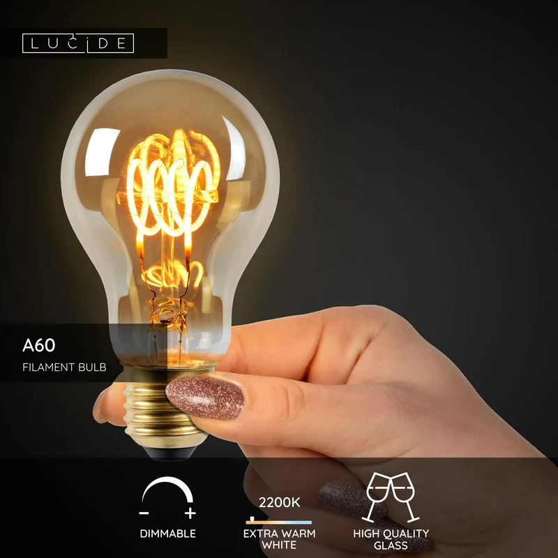 Lucide LED Filament Bulb E27 A60 Clear - 450lm 2700K - Dimmable