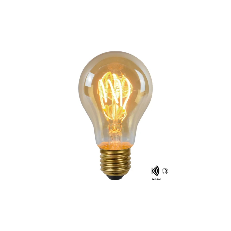 Lucide LED Filament Bulb E27 A60 Amber Twilight Sensor - 300lm 2200K - Not Dimmable