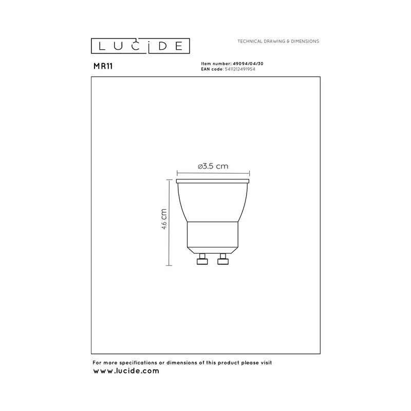 Lucide LED Bulb GU10 MR11 Black - 380lm 2700K - Dimmable - Set of 3