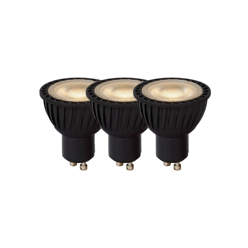 Lucide LED Bulb GU10 MR16 Black - 320lm 3000K - Dimmable - Set of 3