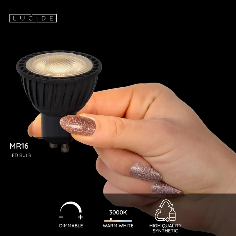 Lucide LED Bulb GU10 MR16 Black Twilight Sensor - 320lm 2700K - Not Dimmable