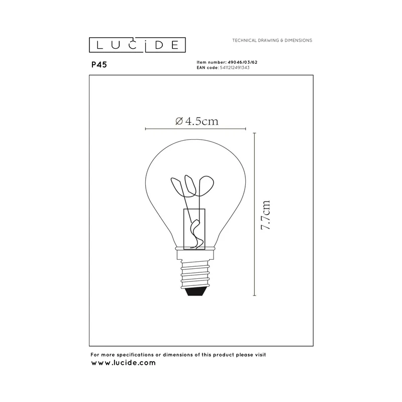 Lucide LED Filament Bulb E14 P45 Frosted - 400lm 2700K - Dimmable