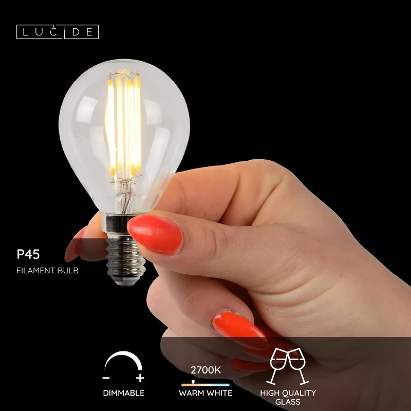 Lucide LED Filament Bulb E14 P45 Amber - 165lm 2200K - Dimmable