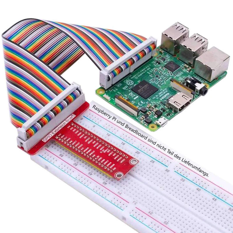 40 Pins GPIO Breakout Board und kompatibles Flachband Ribbon Kabel für Raspberry Pi