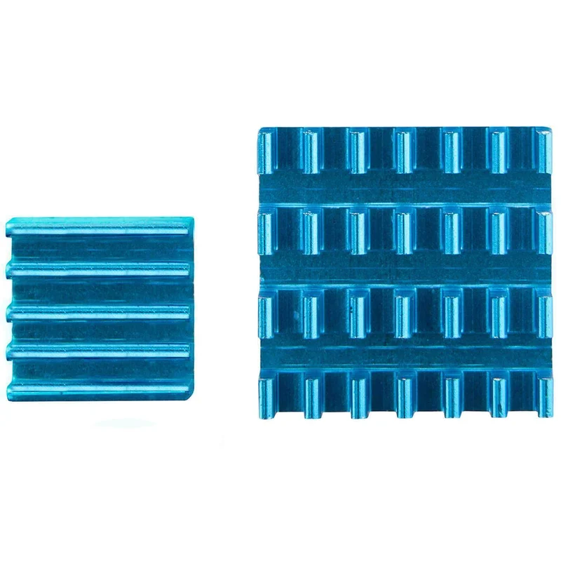 2er Set blaue Alu Kühlkörper passiv für Raspberry Pi 3 mit wärmeleitender Spezialklebefolie