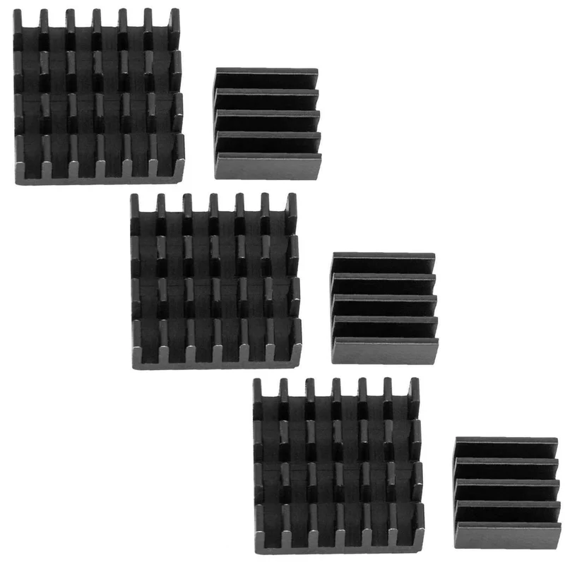 2er Set schwarze Alu Kühlkörper passiv für Raspberry Pi 3 mit wärmeleitender Spezialklebefolie
