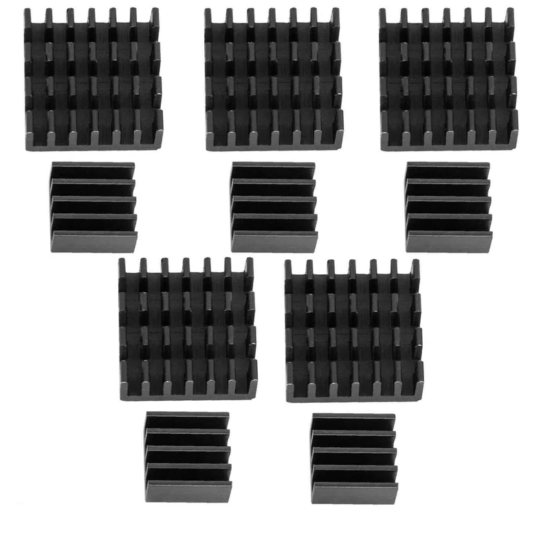 2er Set schwarze Alu Kühlkörper passiv für Raspberry Pi 3 mit wärmeleitender Spezialklebefolie