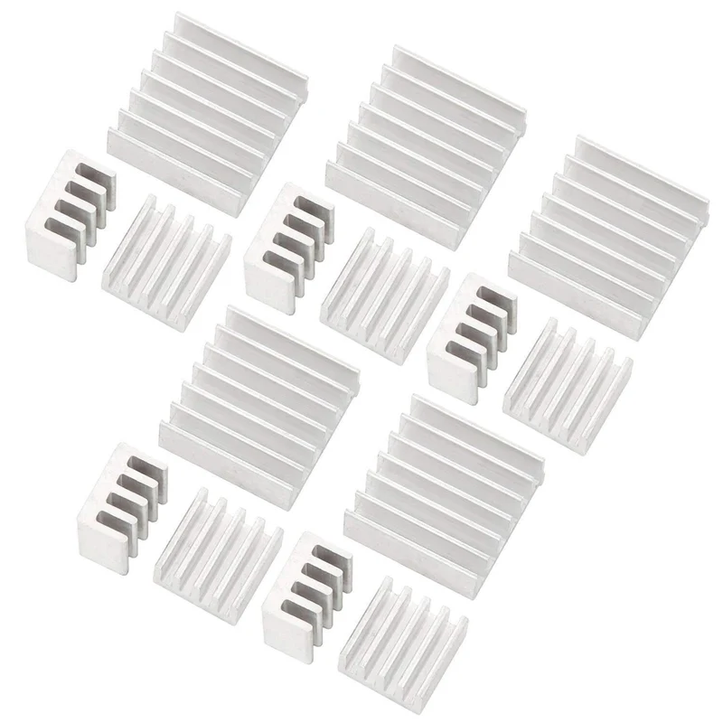 3er Set passive Alu Kühlkörper für Raspberry Pi A + B mit wärmeleitender Spezialklebefolie
