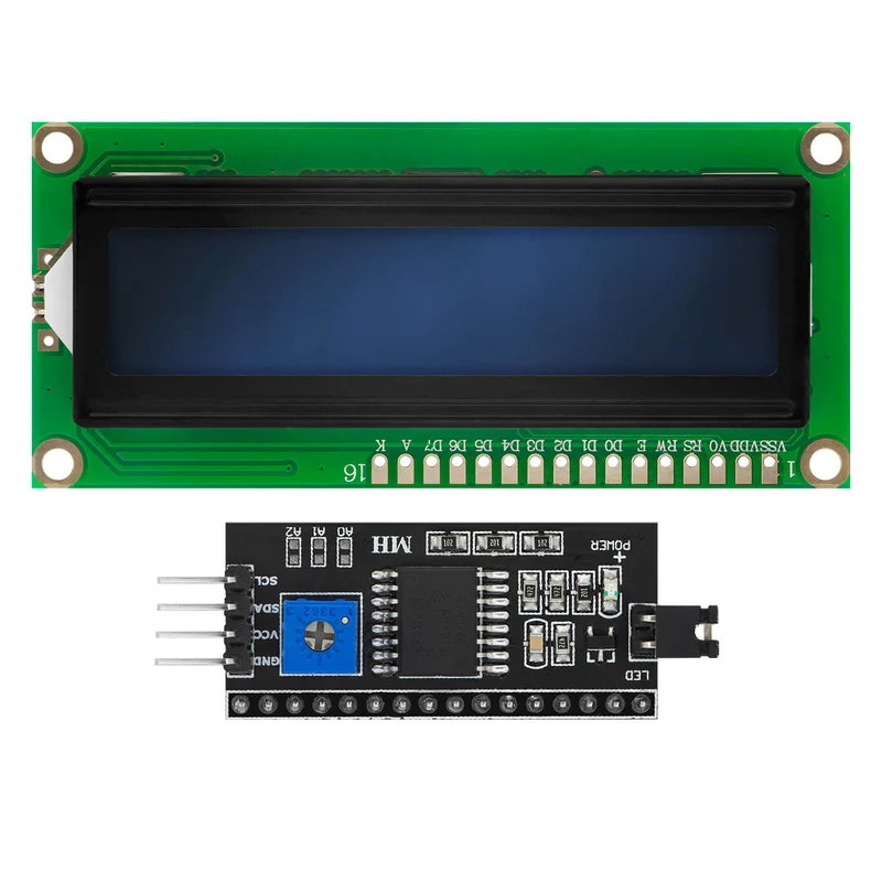 HD44780 1602 LCD Modul Display Bundle mit I2C Schnittstelle 2x16 Zeichen kompatibel mit Arduino und Raspberry Pi