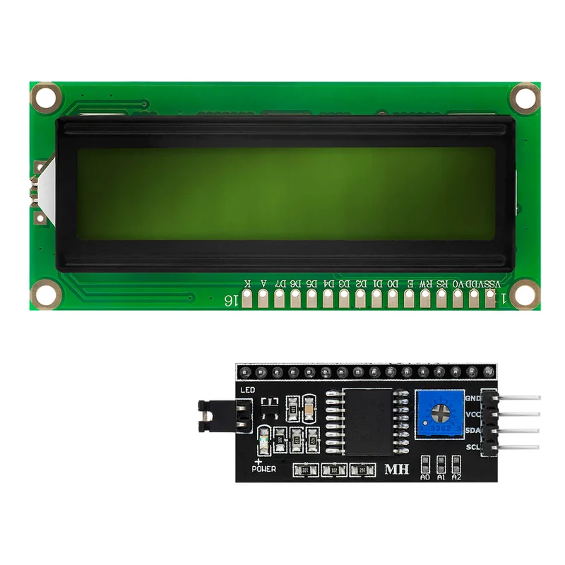 HD44780 1602 LCD Modul Display Bundle mit I2C Schnittstelle 2x16 Zeichen (mit grünem Hintergrund) kompatibel mit Arduino und Raspberry Pi