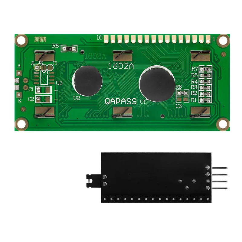 HD44780 1602 LCD Modul Display Bundle mit I2C Schnittstelle 2x16 Zeichen (mit grünem Hintergrund) kompatibel mit Arduino und Raspberry Pi