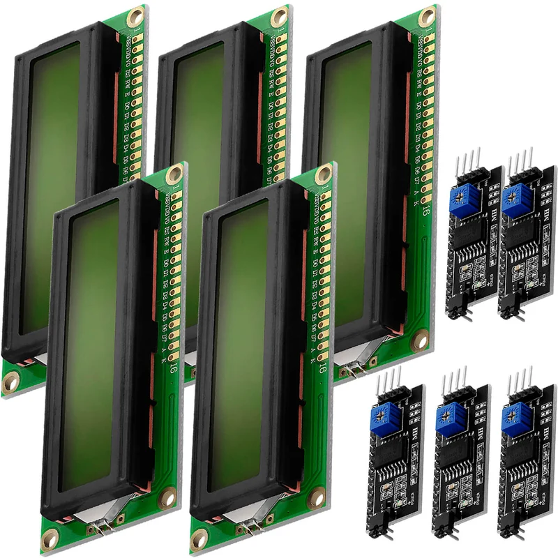 HD44780 1602 LCD Modul Display Bundle mit I2C Schnittstelle 2x16 Zeichen (mit grünem Hintergrund) kompatibel mit Arduino und Raspberry Pi