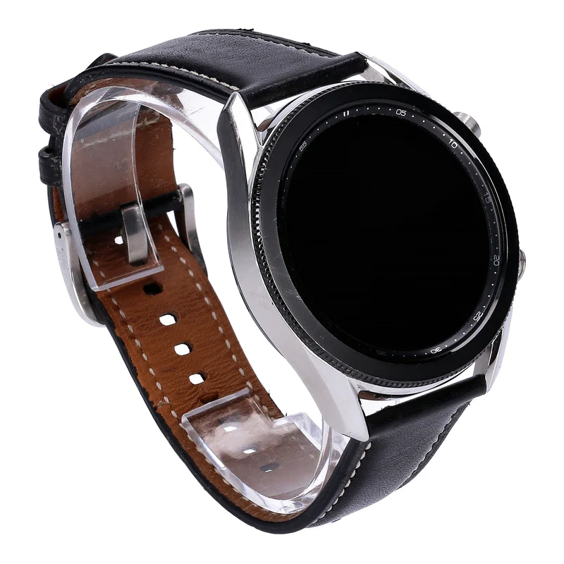 Samsung Galaxy Watch 3 R840 45mm Mystic Silver Lederarmband Schwarz