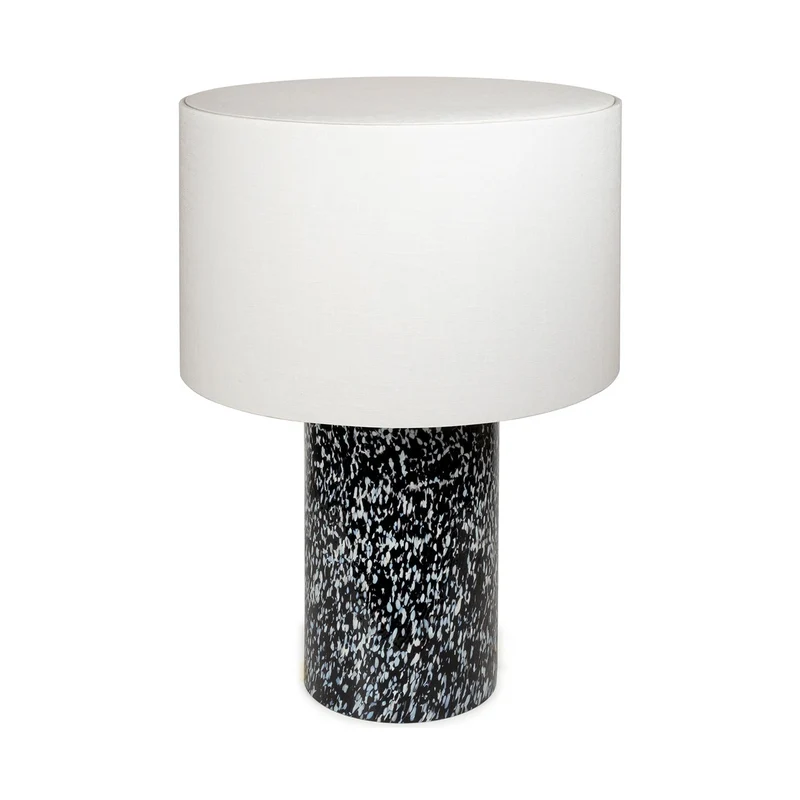 Stories of Italy Black & White Pillar Lamp / Linen